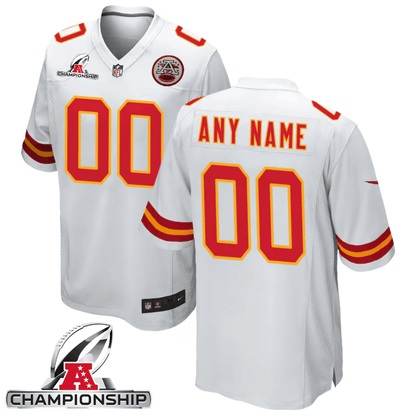 Kansas City Chiefs AFC Championship Patch Game Men Custom Jersey - White