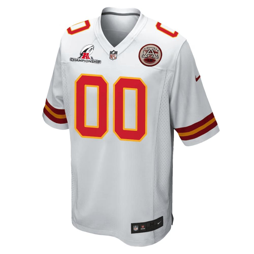 Kansas City Chiefs AFC Championship Patch Game Men Custom Jersey - White