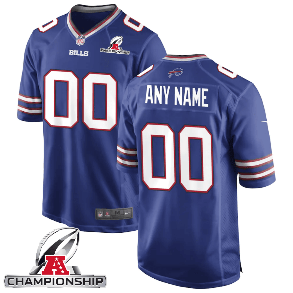 Buffalo Bills AFC Championship Patch Game Men Custom Jersey - Royal