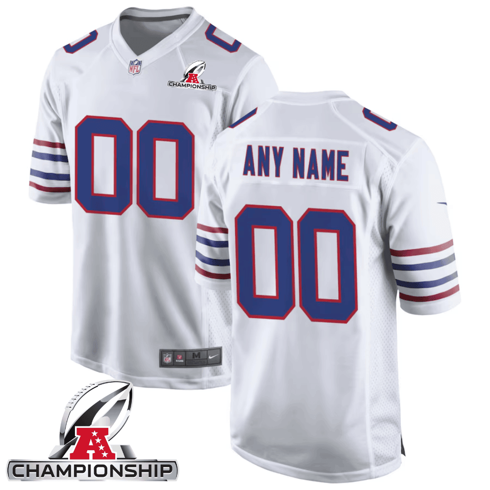 Buffalo Bills AFC Championship Patch Game Men Custom Jersey - White