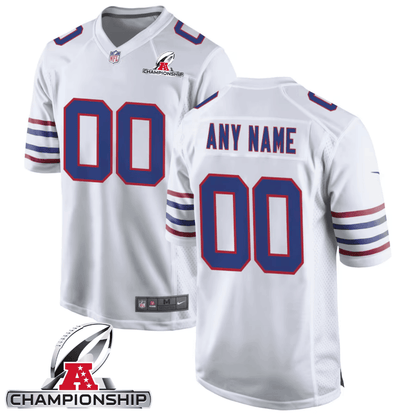 Buffalo Bills AFC Championship Patch Game Men Custom Jersey - White