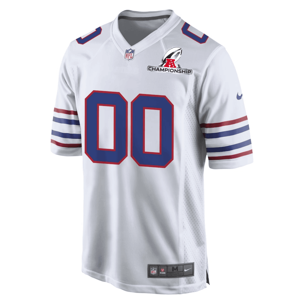 Buffalo Bills AFC Championship Patch Game Men Custom Jersey - White