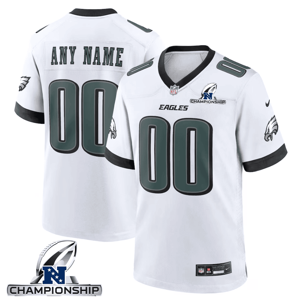 Philadelphia Eagles NFC Championship Patch Game Men Custom Jersey - White