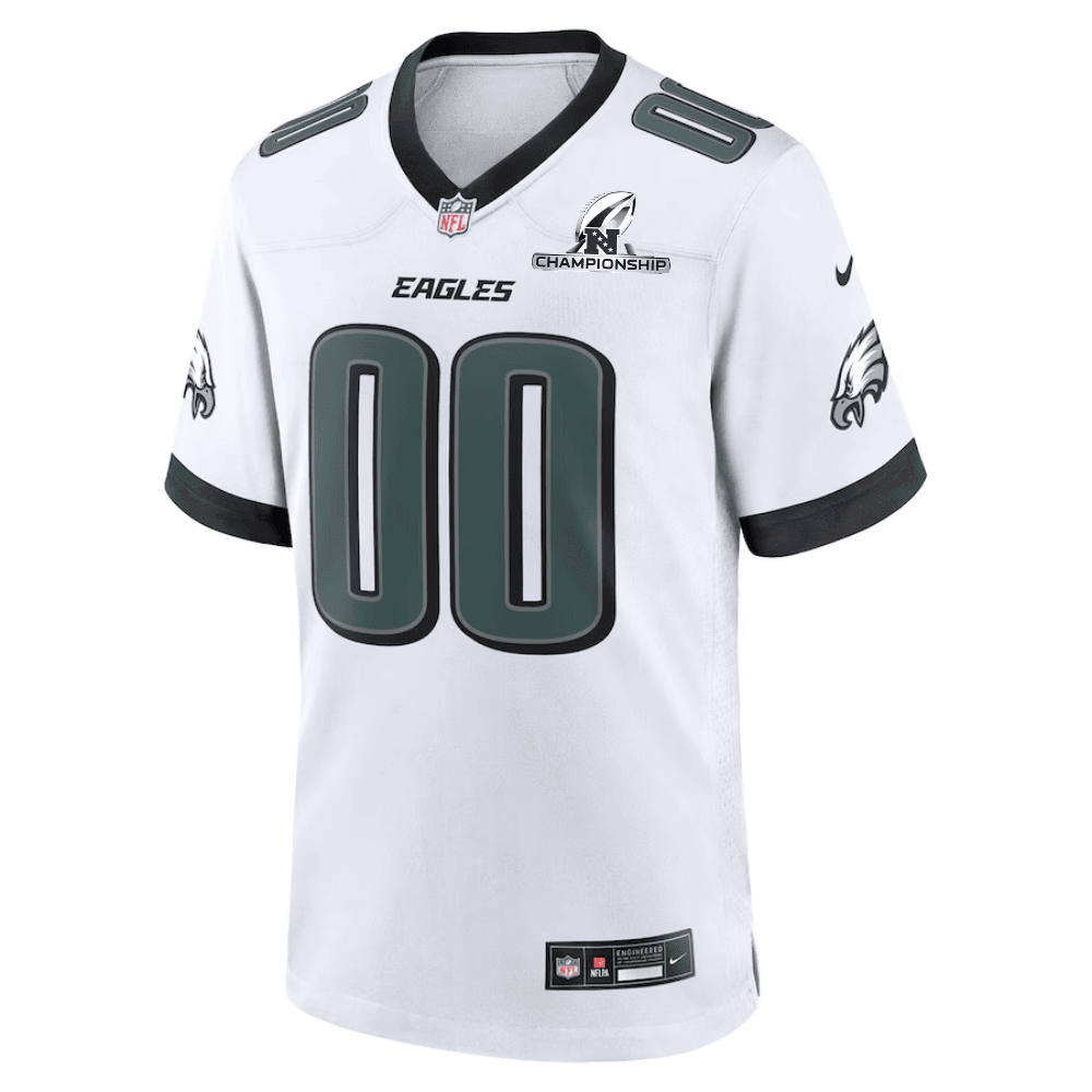 Philadelphia Eagles NFC Championship Patch Game Men Custom Jersey - White