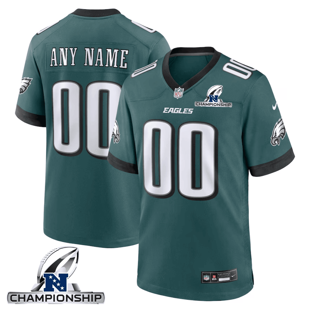 Philadelphia Eagles NFC Championship Patch Game Men Custom Jersey - Midnight Green