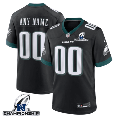 Philadelphia Eagles NFC Championship Patch Alternate Game Men Custom Jersey - Black