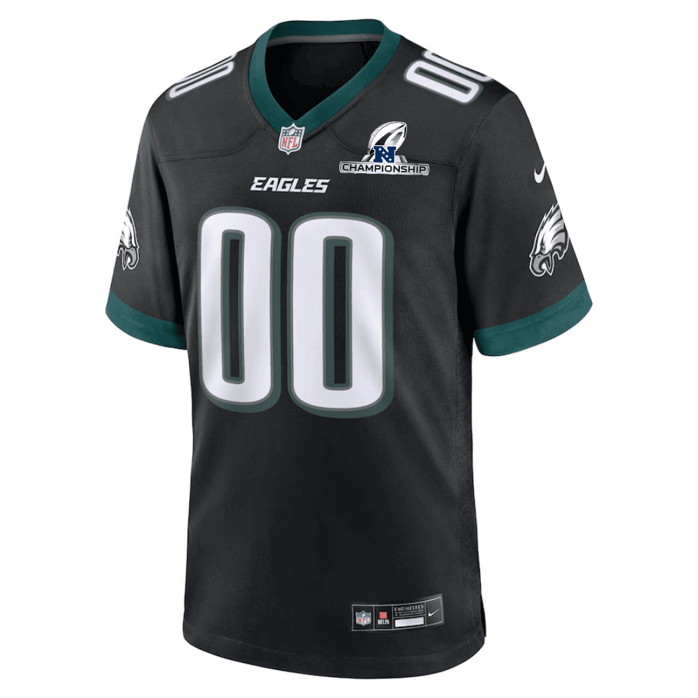 Philadelphia Eagles NFC Championship Patch Alternate Game Men Custom Jersey - Black