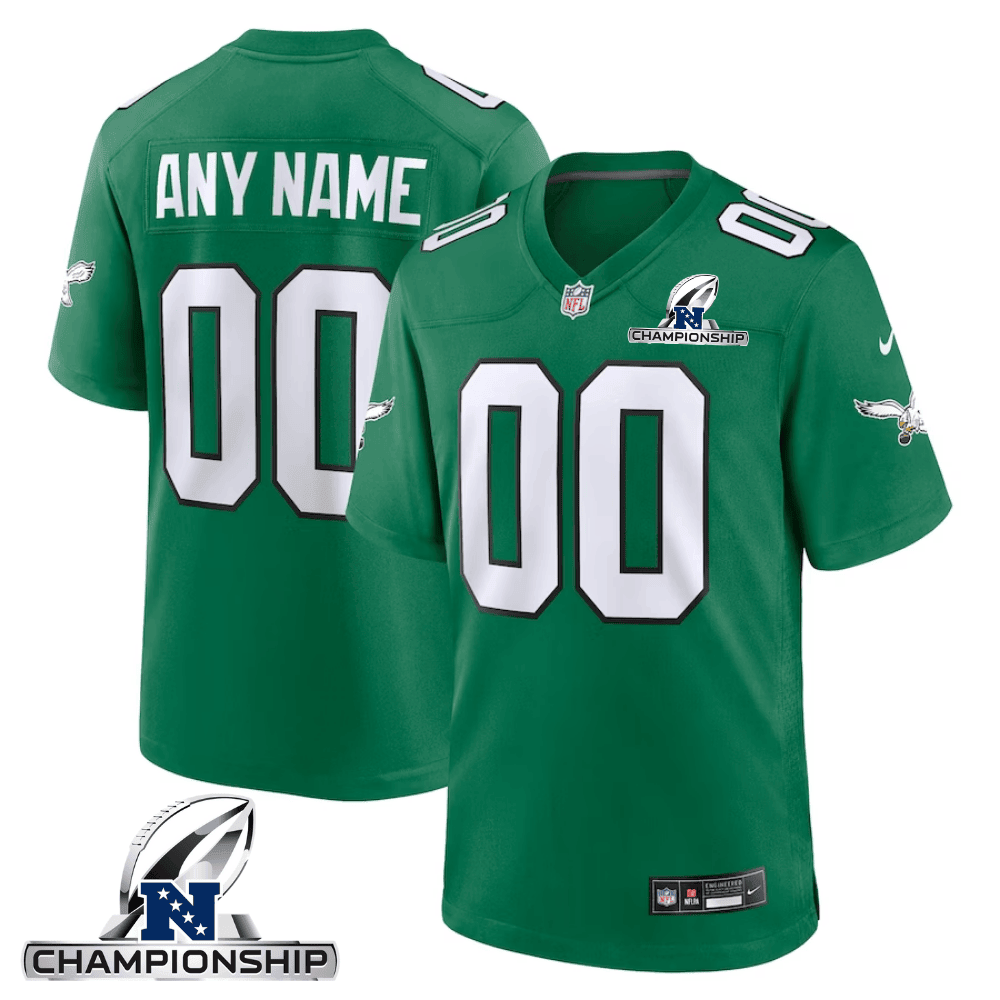 Philadelphia Eagles NFC Championship Patch Alternate Game Men Custom Jersey - Kelly Green