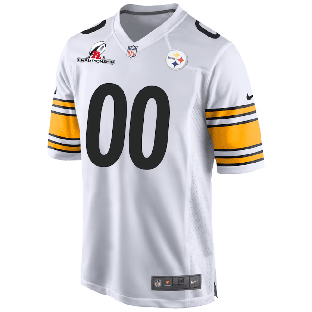 Pittsburgh Steelers AFC Championship Patch Game Men Custom Jersey - White