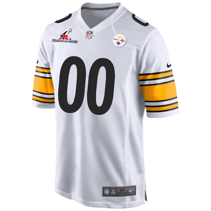 Pittsburgh Steelers AFC Championship Patch Game Men Custom Jersey - White