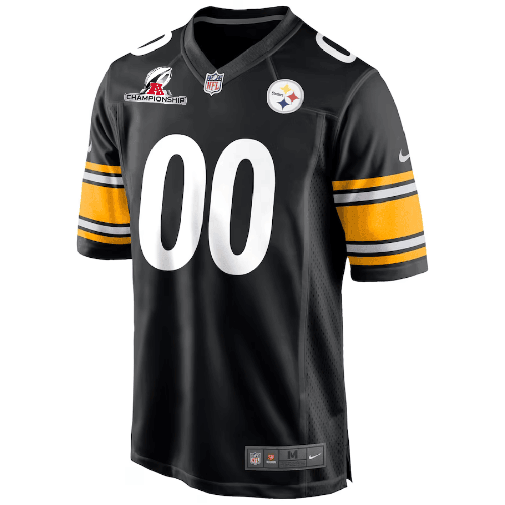 Pittsburgh Steelers AFC Championship Patch Game Men Custom Jersey - Black