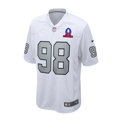 Maxx Crosby 98 Las Vegas Raiders 2025 Pro Bowl Patch Game Men Jersey - White