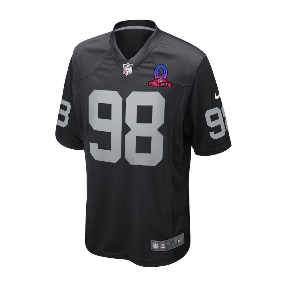 Maxx Crosby 98 Las Vegas Raiders 2025 Pro Bowl Patch Game Men Jersey - Black