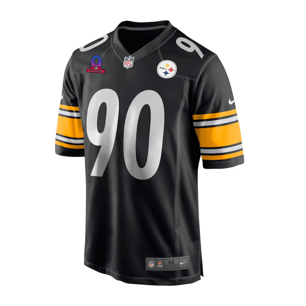 T.J. Watt 90 Pittsburgh Steelers 2025 Pro Bowl Patch Game Men Jersey - Black