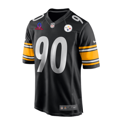 T.J. Watt 90 Pittsburgh Steelers 2025 Pro Bowl Patch Game Men Jersey - Black