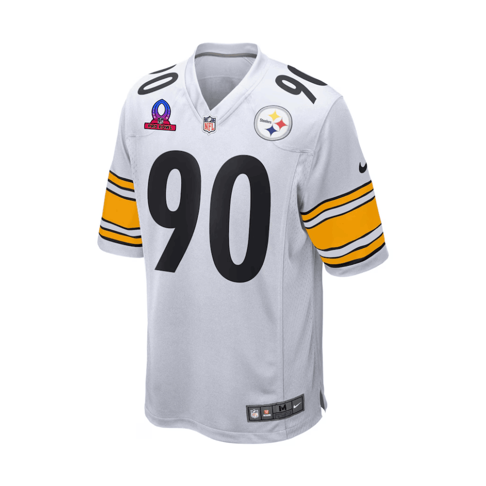T.J. Watt 90 Pittsburgh Steelers 2025 Pro Bowl Patch Game Men Jersey - White