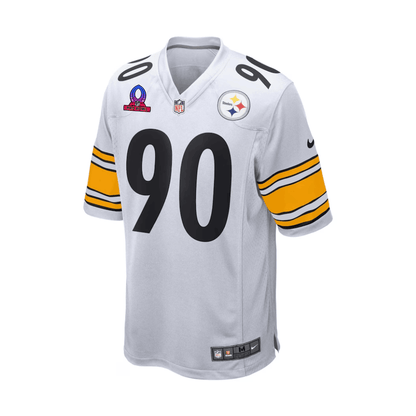 T.J. Watt 90 Pittsburgh Steelers 2025 Pro Bowl Patch Game Men Jersey - White