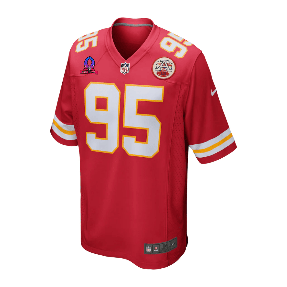 Chris Jones 95 Kansas City Chiefs 2025 Pro Bowl Patch Game Men Jersey - Red