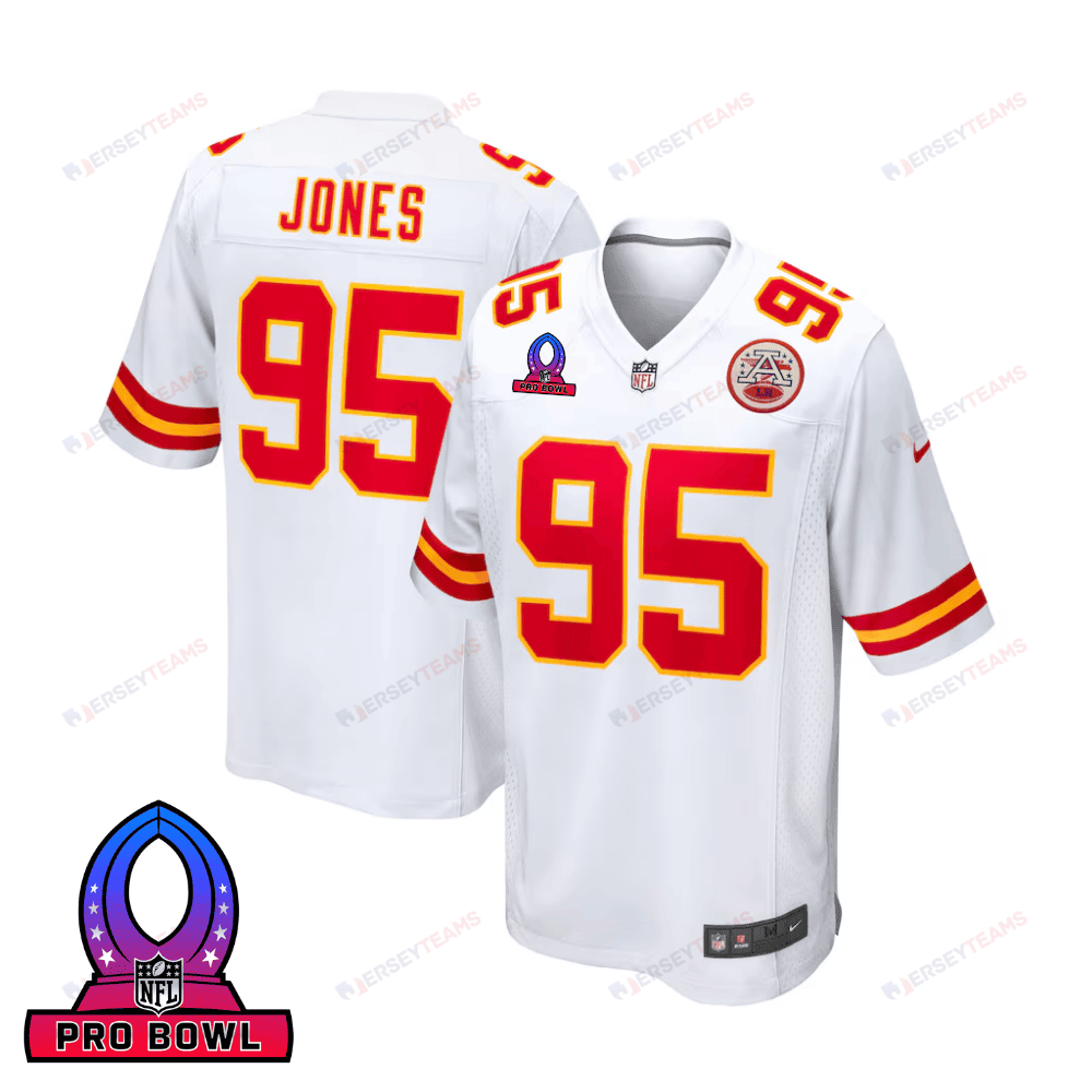 Chris Jones 95 Kansas City Chiefs 2025 Pro Bowl Patch Game Men Jersey - White