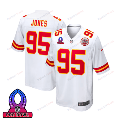 Chris Jones 95 Kansas City Chiefs 2025 Pro Bowl Patch Game Men Jersey - White