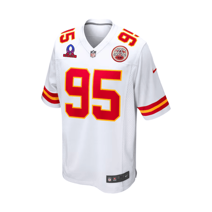 Chris Jones 95 Kansas City Chiefs 2025 Pro Bowl Patch Game Men Jersey - White