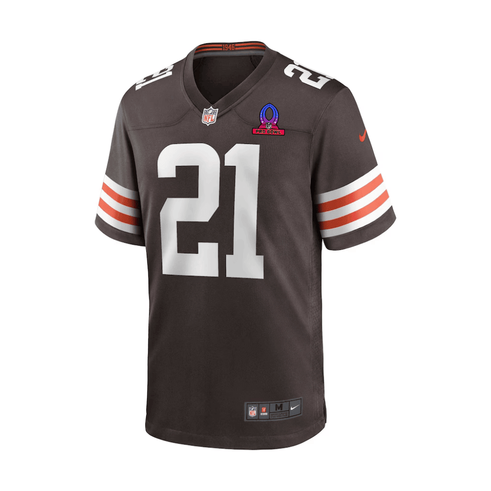 Denzel Ward 21 Cleveland Browns 2025 Pro Bowl Patch Game Men Jersey - Brown