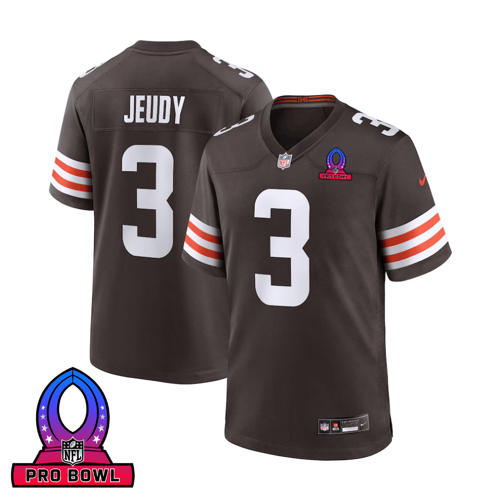 Jerry Jeudy 3 Cleveland Browns 2025 Pro Bowl Patch Game Men Jersey - Brown