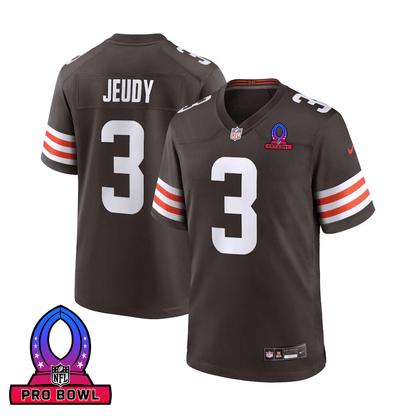 Jerry Jeudy 3 Cleveland Browns 2025 Pro Bowl Patch Game Men Jersey - Brown
