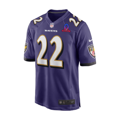 Derrick Henry 22 Baltimore Ravens 2025 Pro Bowl Patch Game Men Jersey - Purple