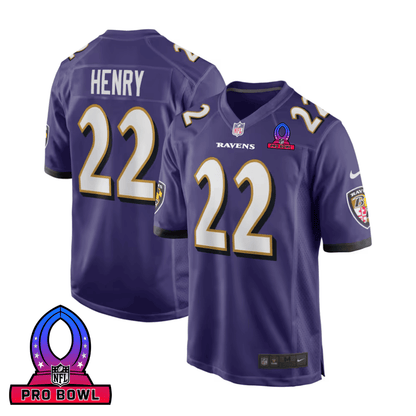 Derrick Henry 22 Baltimore Ravens 2025 Pro Bowl Patch Game Men Jersey - Purple