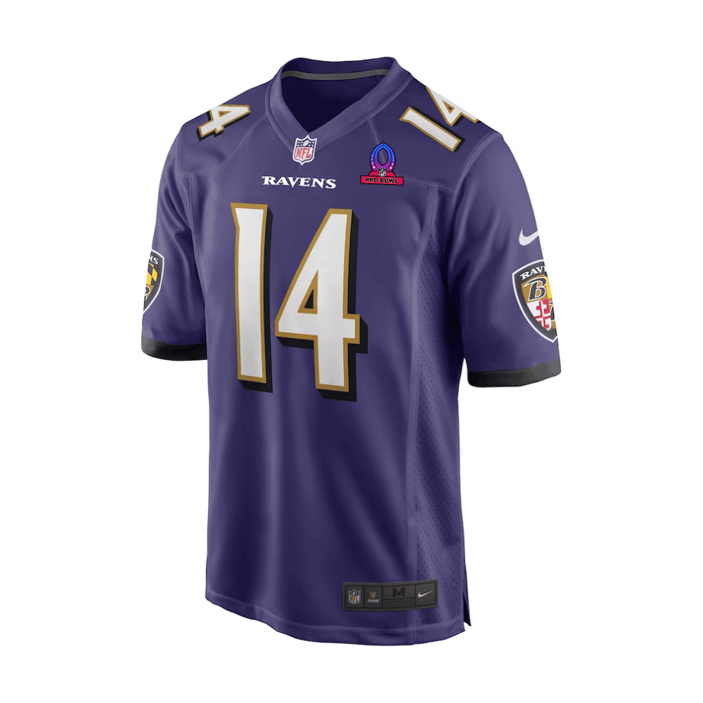Kyle Hamilton 14 Baltimore Ravens 2025 Pro Bowl Patch Game Men Jersey - Purple