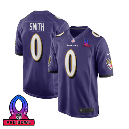 Roquan Smith 0 Baltimore Ravens 2025 Pro Bowl Patch Game Men Jersey - Purple