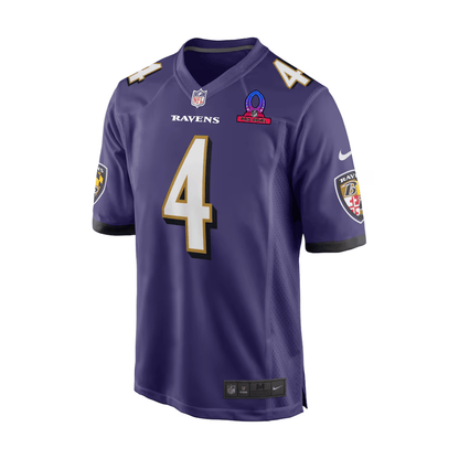 Zay Flowers 4 Baltimore Ravens 2025 Pro Bowl Patch Game Men Jersey - Purple