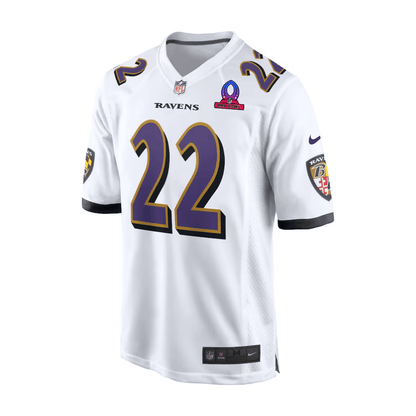 Derrick Henry 22 Baltimore Ravens 2025 Pro Bowl Patch Game Men Jersey - White