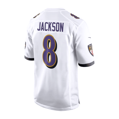 Lamar Jackson 8 Baltimore Ravens 2025 Pro Bowl Patch Game Men Jersey - White