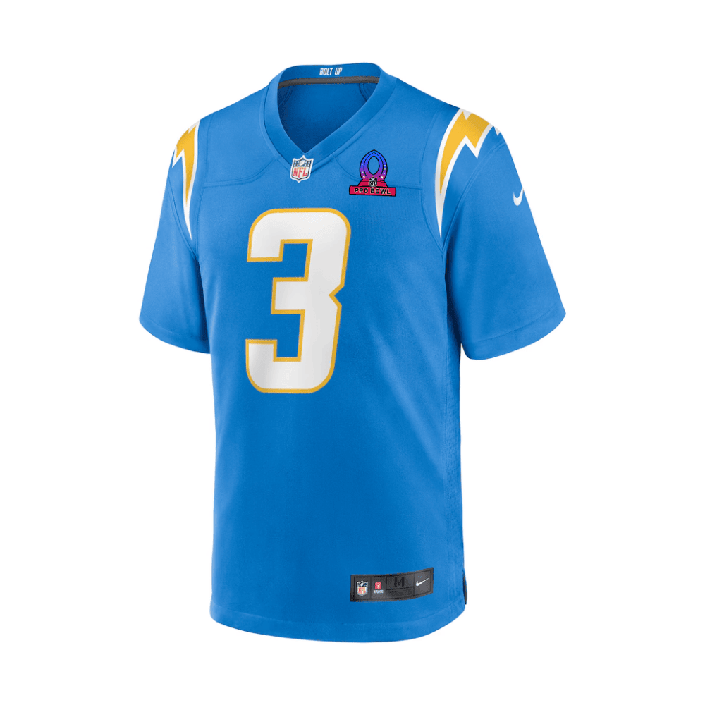 Derwin James Jr. 3 Los Angeles Chargers 2025 Pro Bowl Patch Game Men Jersey - Powder Blue