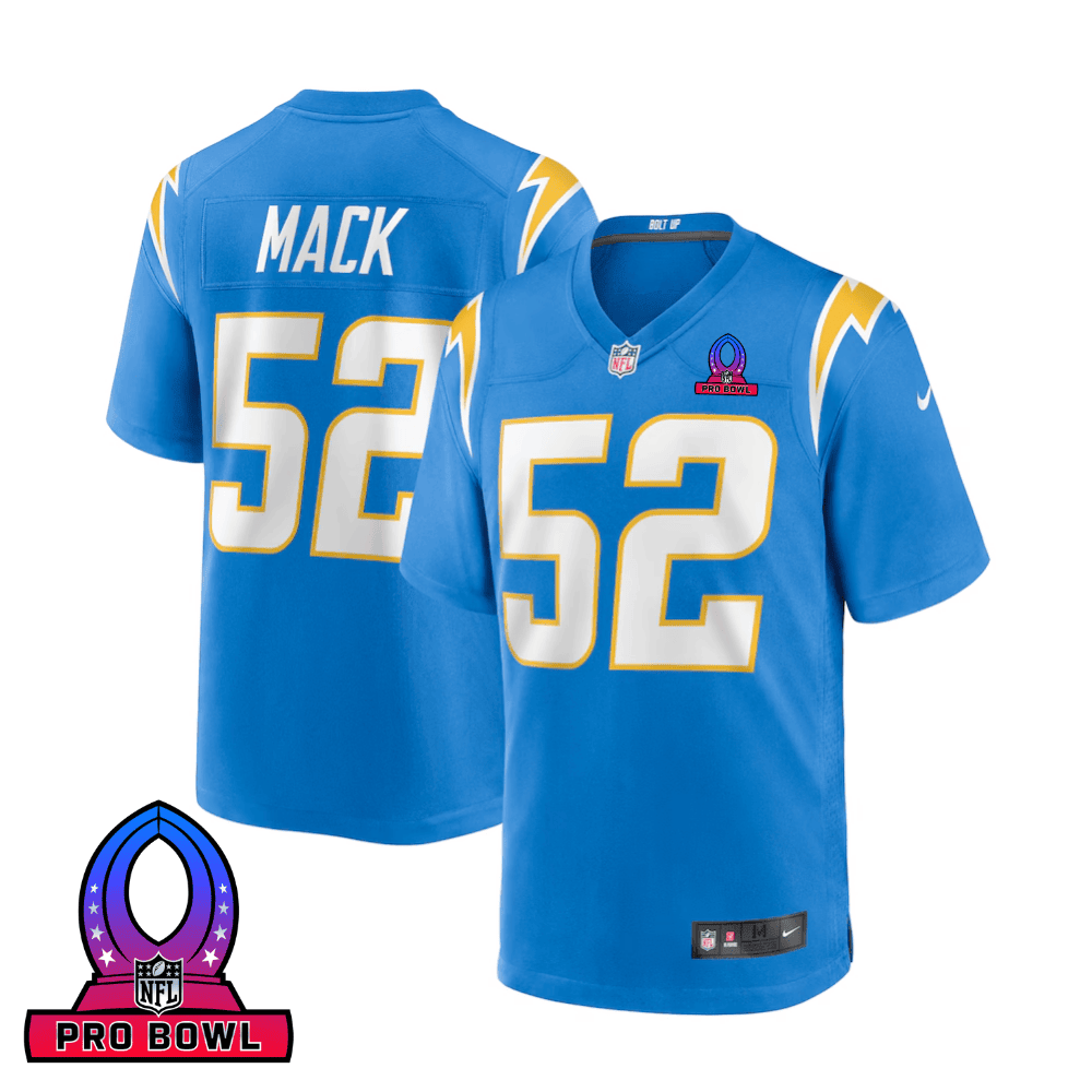 Khalil Mack 52 Los Angeles Chargers 2025 Pro Bowl Patch Game Men Jersey - Powder Blue