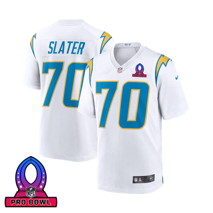 Rashawn Slater 70 Los Angeles Chargers 2025 Pro Bowl Patch Game Men Jersey - White