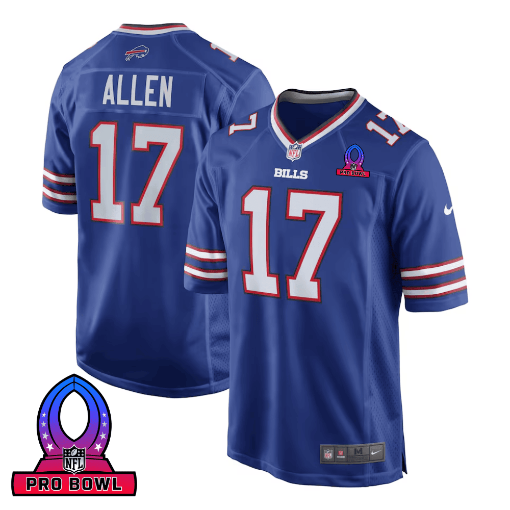 Josh Allen 17 Buffalo Bills 2025 Pro Bowl Patch Game Men Jersey - Royal