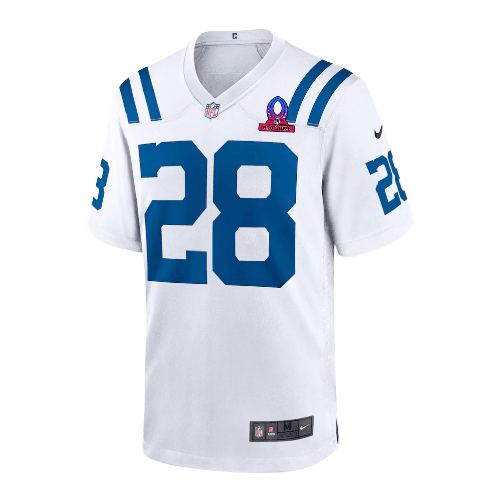Jonathan Taylor 28 Indianapolis Colts 2025 Pro Bowl Patch Game Men Jersey - White