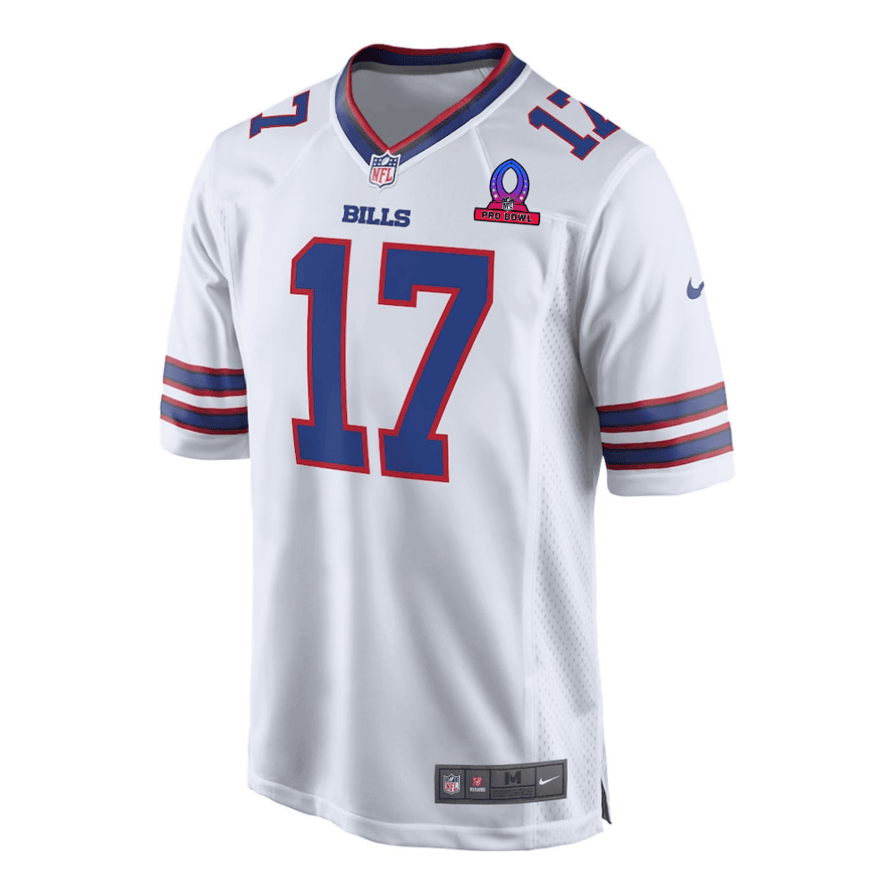 Josh Allen 17 Buffalo Bills 2025 Pro Bowl Patch Game Men Jersey - White