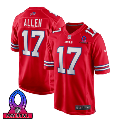 Josh Allen 17 Buffalo Bills 2025 Pro Bowl Patch Alternate Game Men Jersey - Red