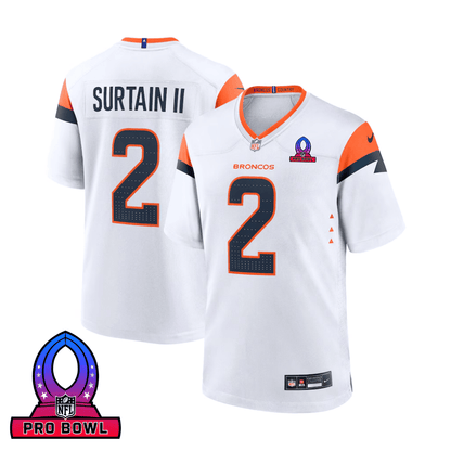 Patrick Surtain II 2 Denver Broncos 2025 Pro Bowl Patch Game Men Jersey - White