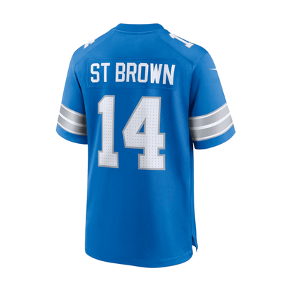 Amon-Ra St. Brown 14 Detroit Lions 2025 Pro Bowl Patch Game Men Jersey - Blue