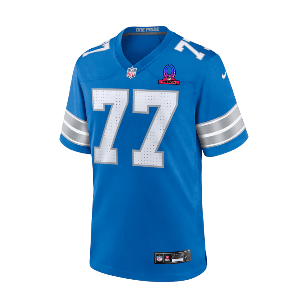 Frank Ragnow 77 Detroit Lions 2025 Pro Bowl Patch Game Men Jersey - Blue