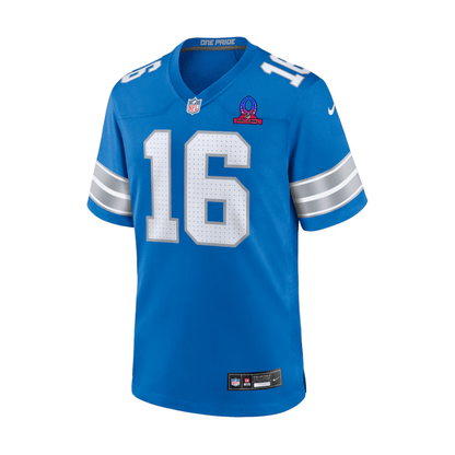 Jared Goff 16 Detroit Lions 2025 Pro Bowl Patch Game Men Jersey - Blue