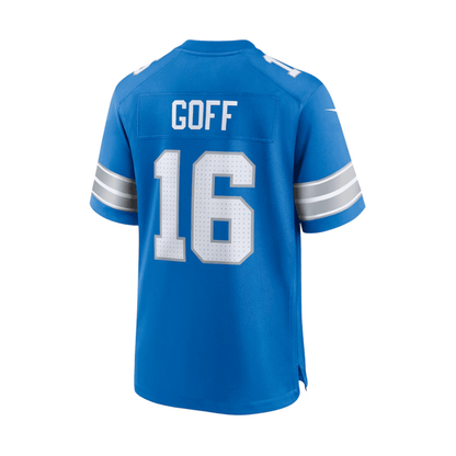Jared Goff 16 Detroit Lions 2025 Pro Bowl Patch Game Men Jersey - Blue
