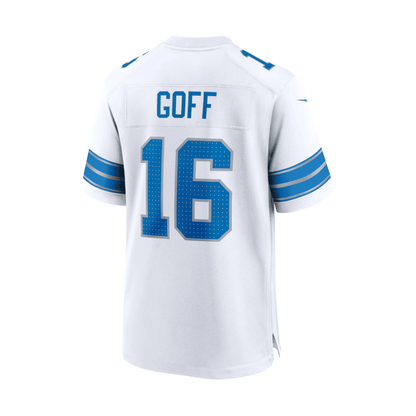 Jared Goff 16 Detroit Lions 2025 Pro Bowl Patch Game Men Jersey - White
