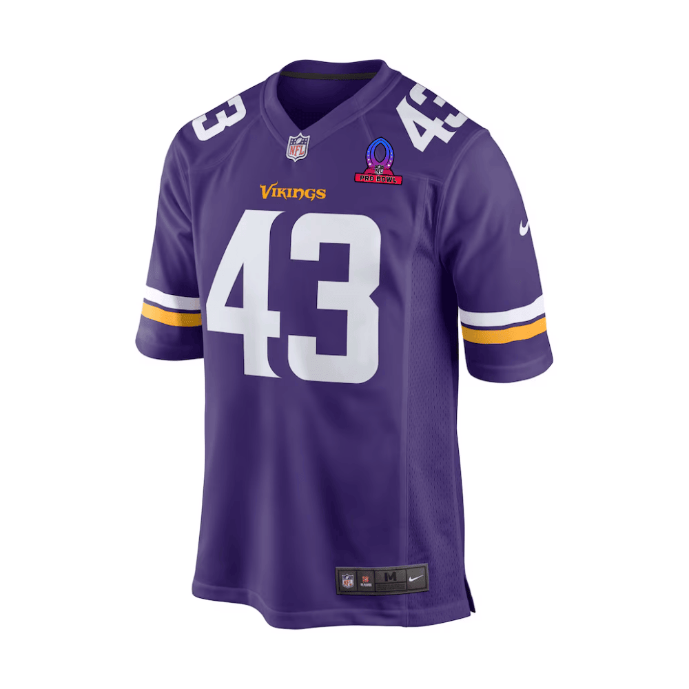 Andrew Van Ginkel 43 Baltimore Ravens 2025 Pro Bowl Patch Game Men Jersey - Purple