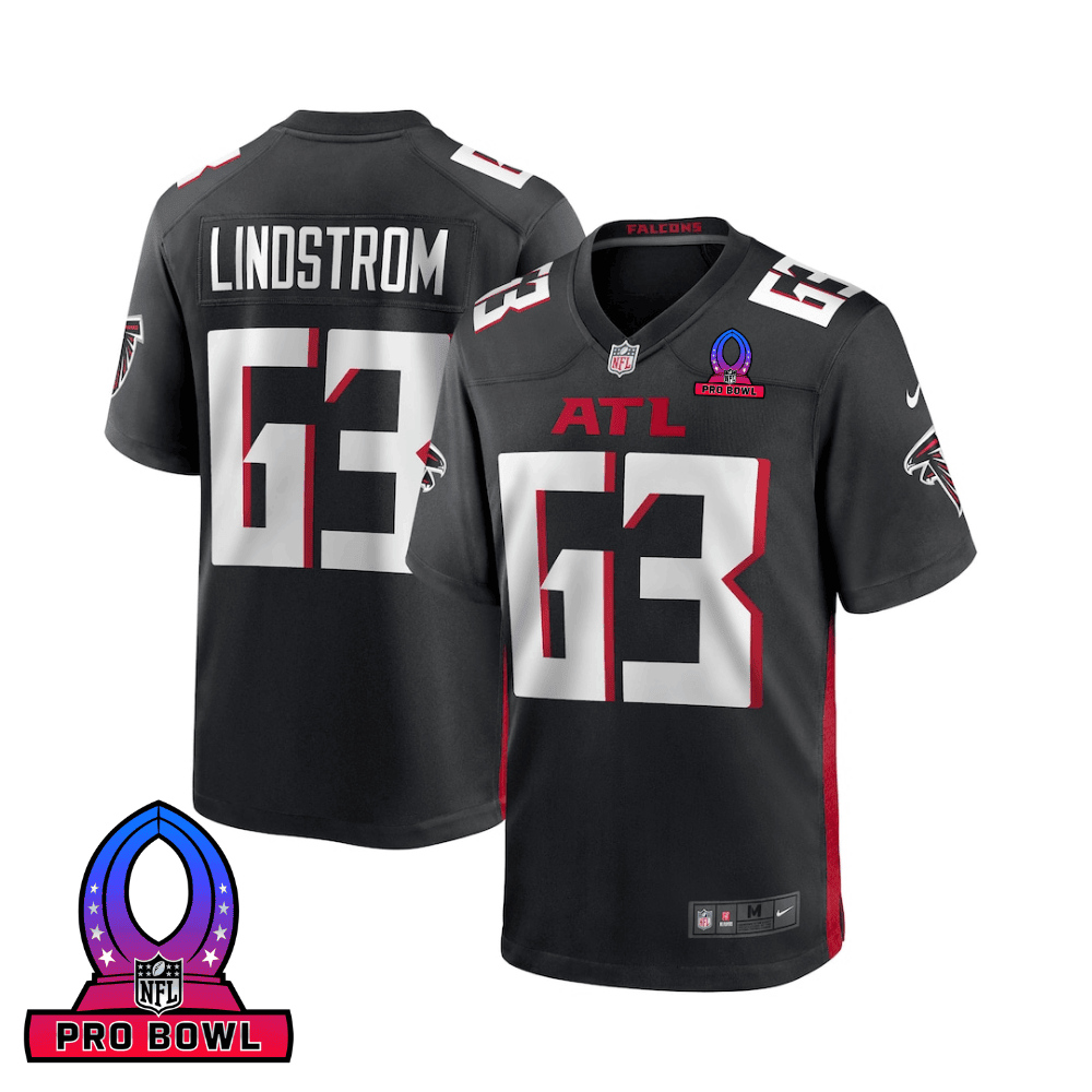Chris Lindstrom 63 Atlanta Falcons 2025 Pro Bowl Patch Game Men Jersey - Black